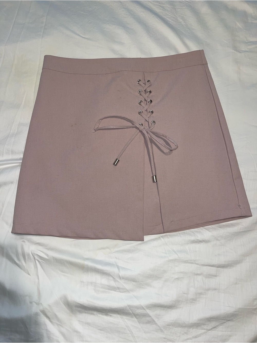 She + Sky Dusty Mauve Lace-Up Midi Skirt